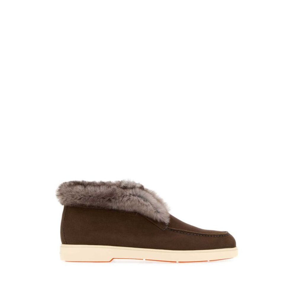 Santoni Women Brown Suede Hadeel Loafers
